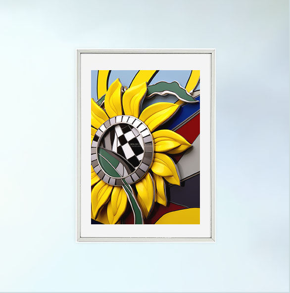 ひまわりのアートポスター銀フレームあり