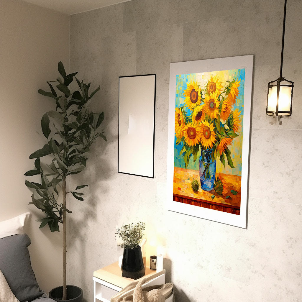 ひまわりのアートポスター廊下配置イメージ