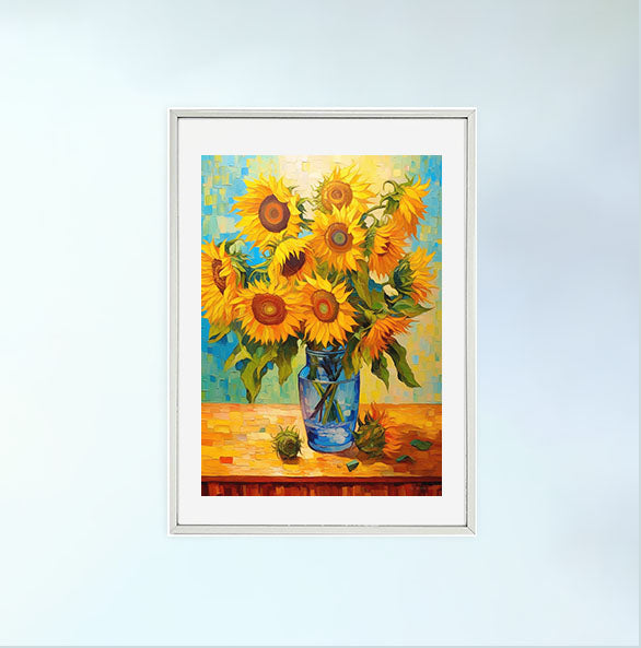 ひまわりのアートポスター銀フレームあり
