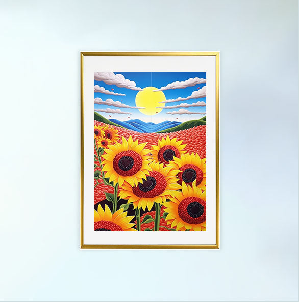 ひまわりのアートポスター金フレームあり