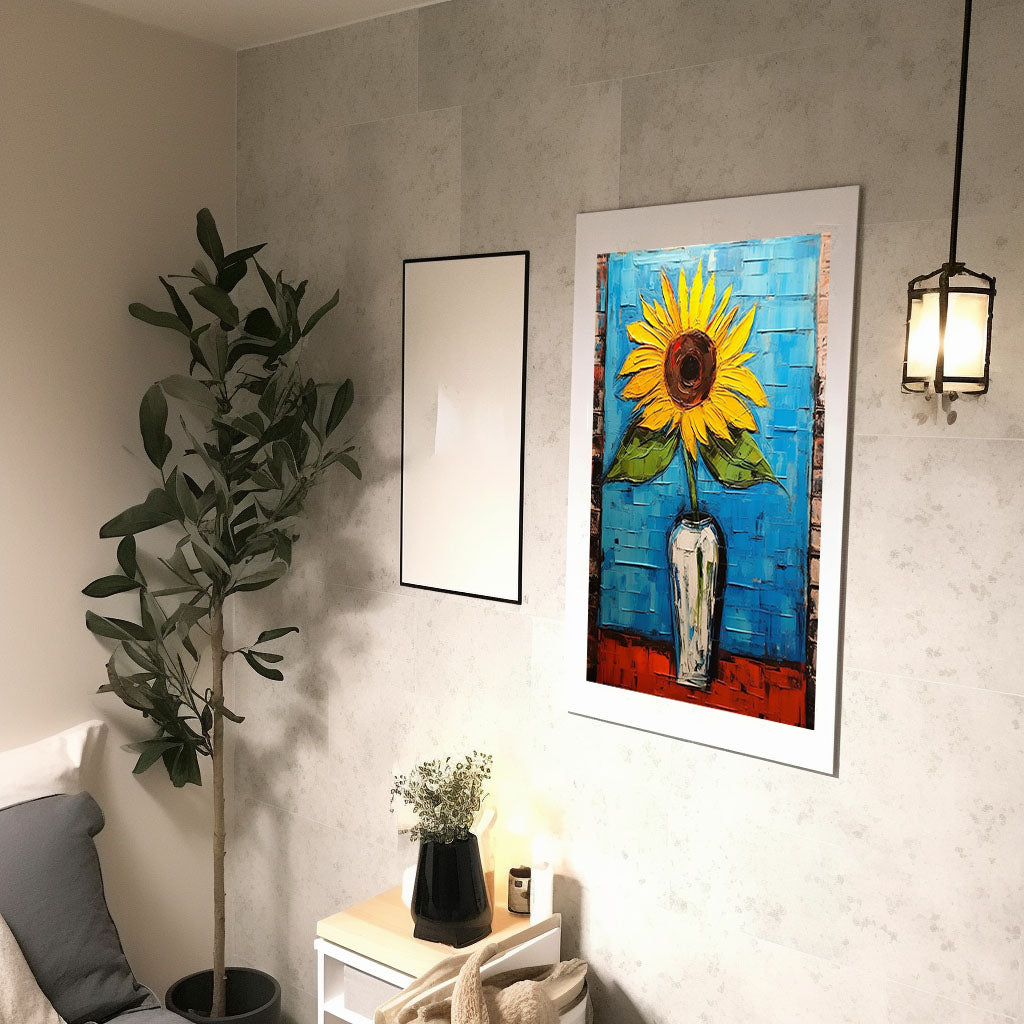 ひまわりのアートポスター廊下配置イメージ