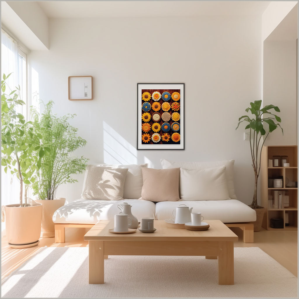 ひまわりのアートポスターリビング配置イメージ