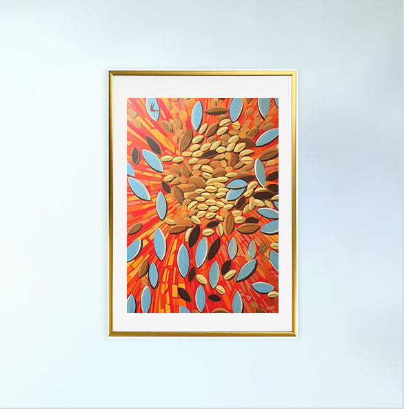 ひまわりのアートポスター金フレームあり
