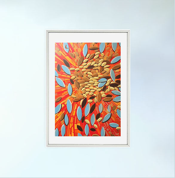 ひまわりのアートポスター銀フレームあり