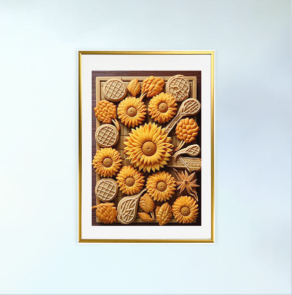 ひまわりのアートポスター金フレームあり
