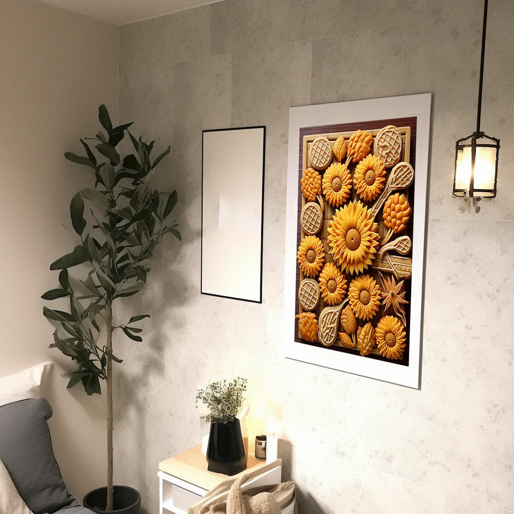 ひまわりのアートポスター廊下配置イメージ