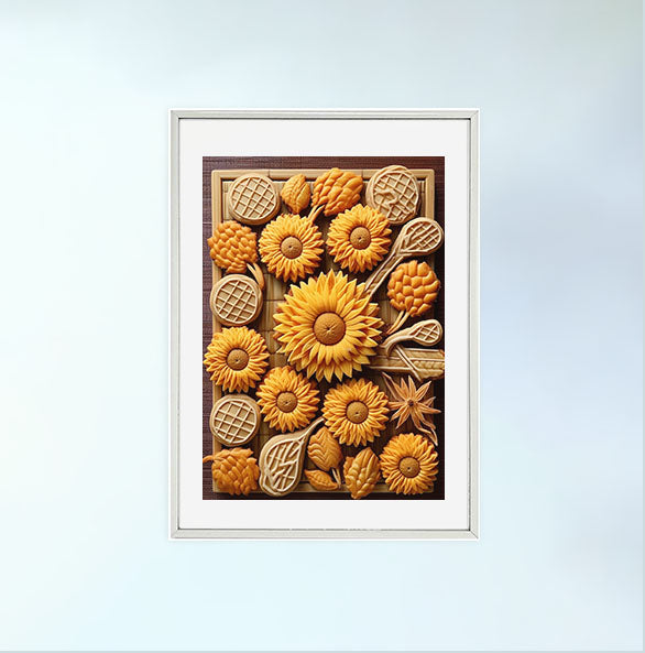 ひまわりのアートポスター銀フレームあり