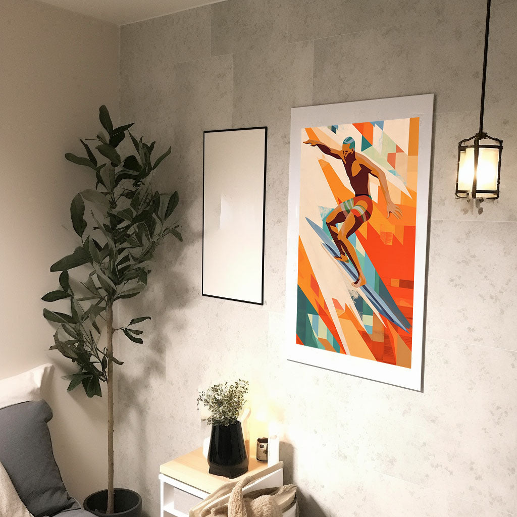 サーフィンのアートポスター廊下配置イメージ