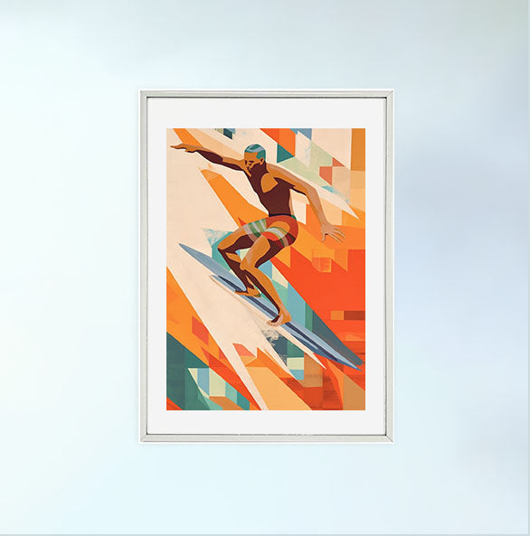 サーフィンのアートポスター銀フレームあり