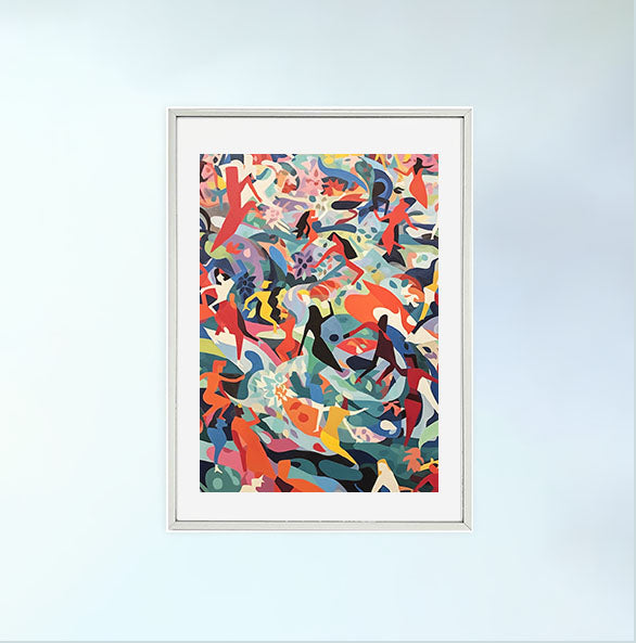 サーフィンのアートポスター銀フレームあり