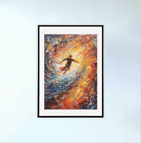 サーフィンのアートポスター黒フレームあり