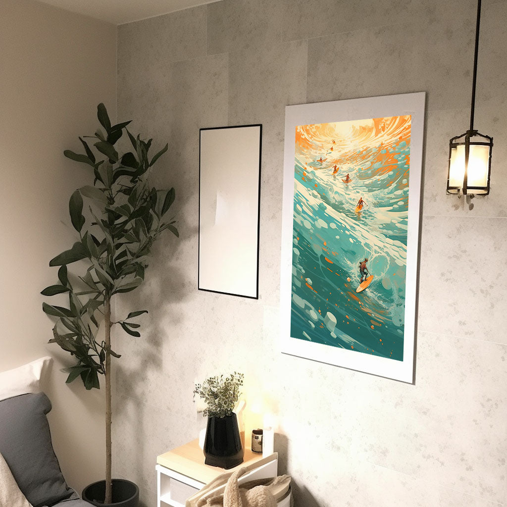 サーフィンのアートポスター廊下配置イメージ
