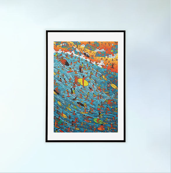 サーフィンのアートポスター黒フレームあり