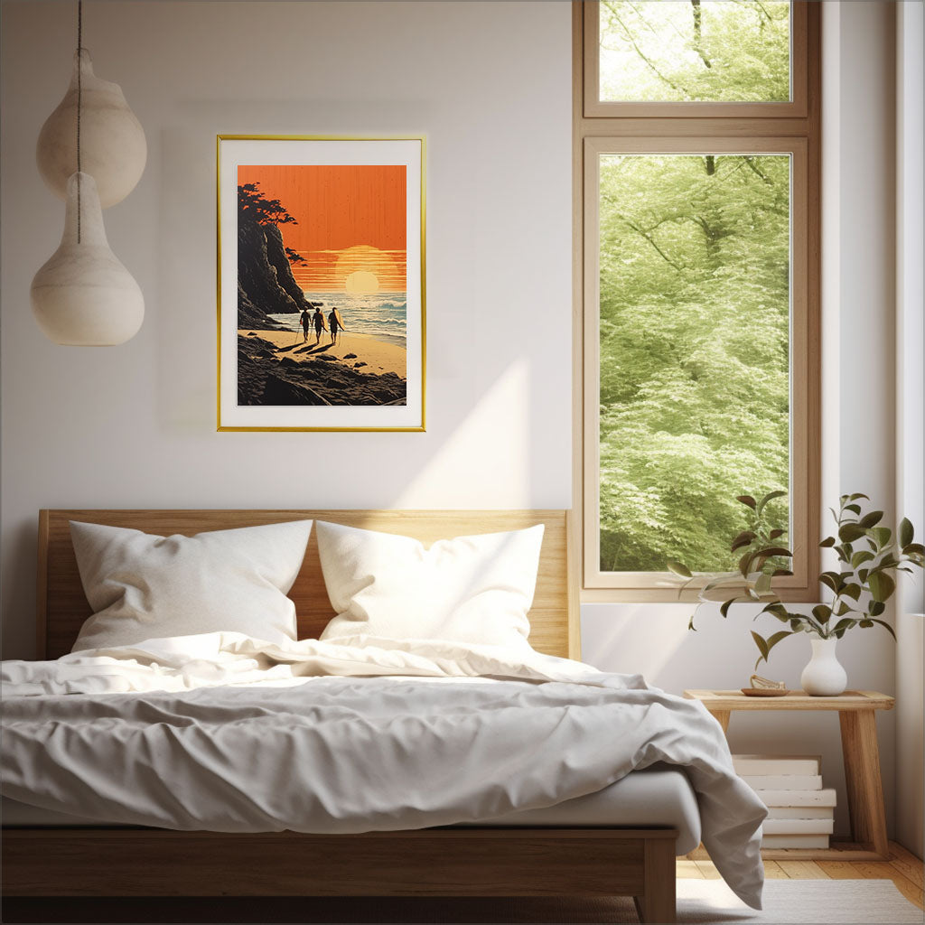 サーフィンのアートポスター寝室配置イメージ