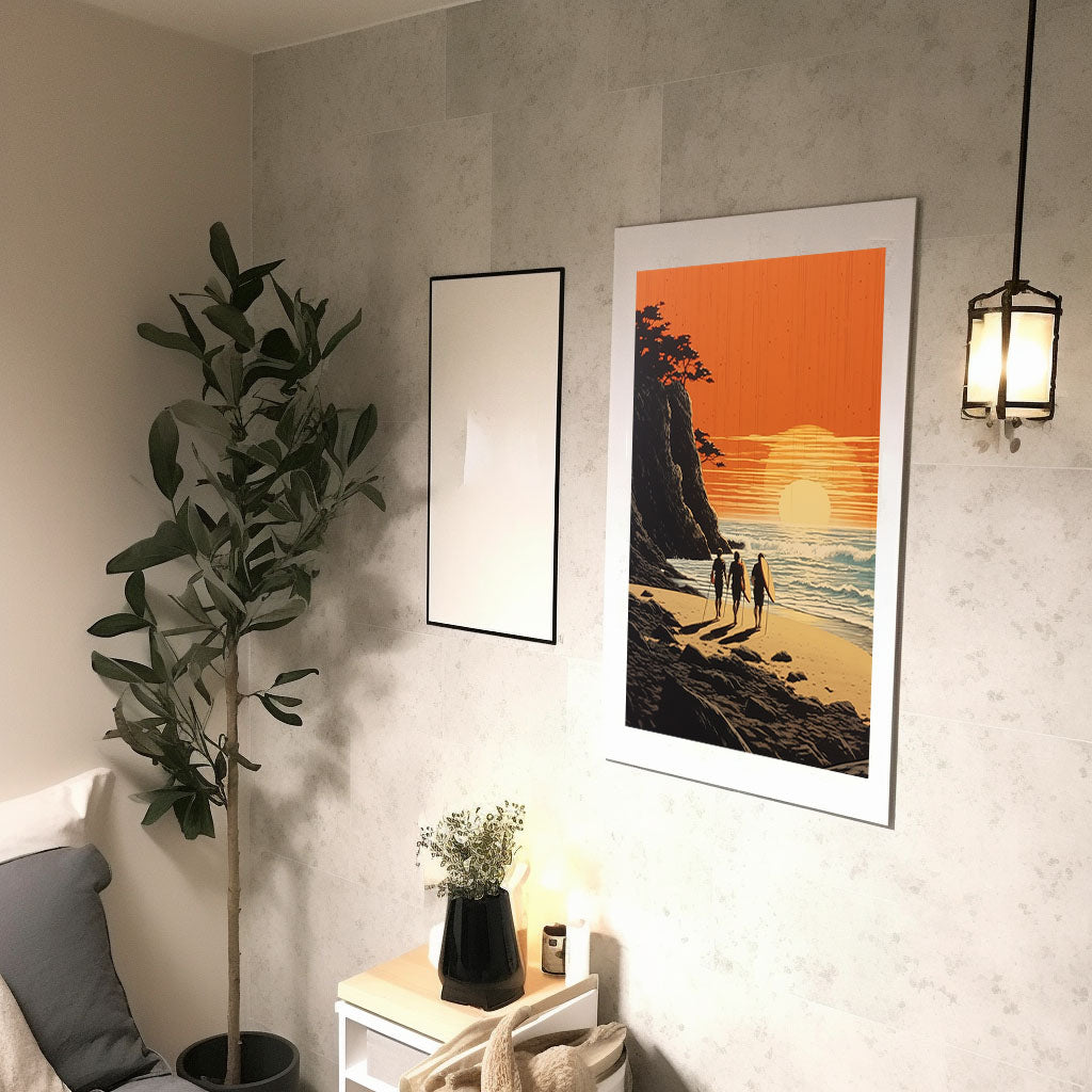 サーフィンのアートポスター廊下配置イメージ