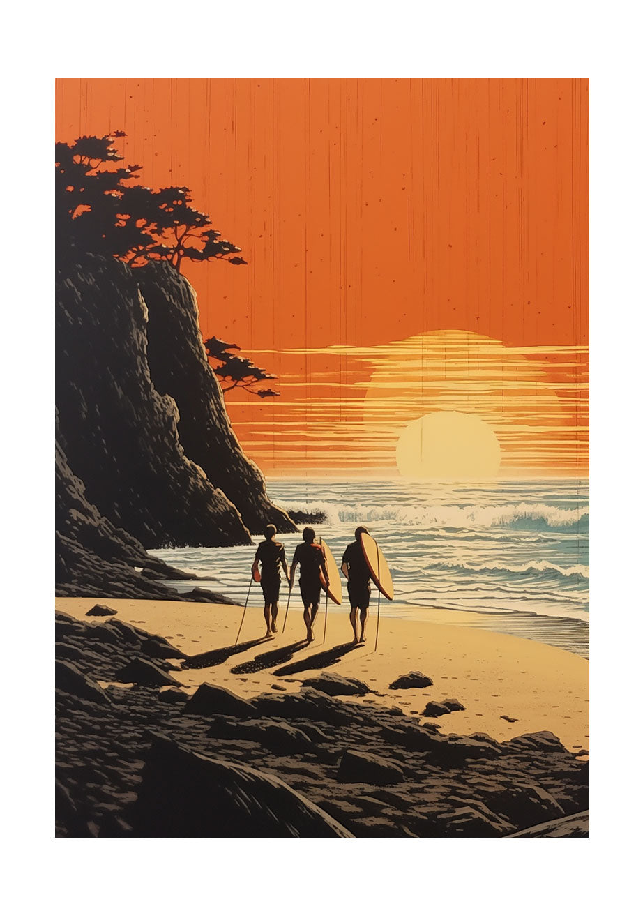 サーフィンのアートポスター原画のみ