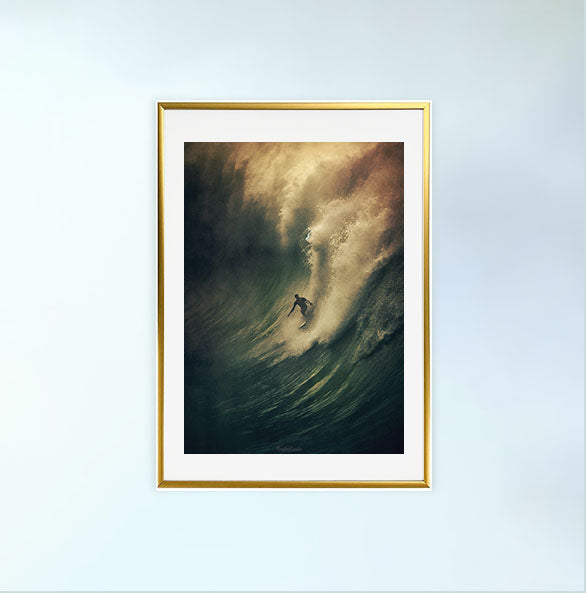 サーフィンのアートポスター金フレームあり