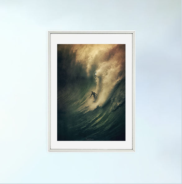 サーフィンのアートポスター銀フレームあり