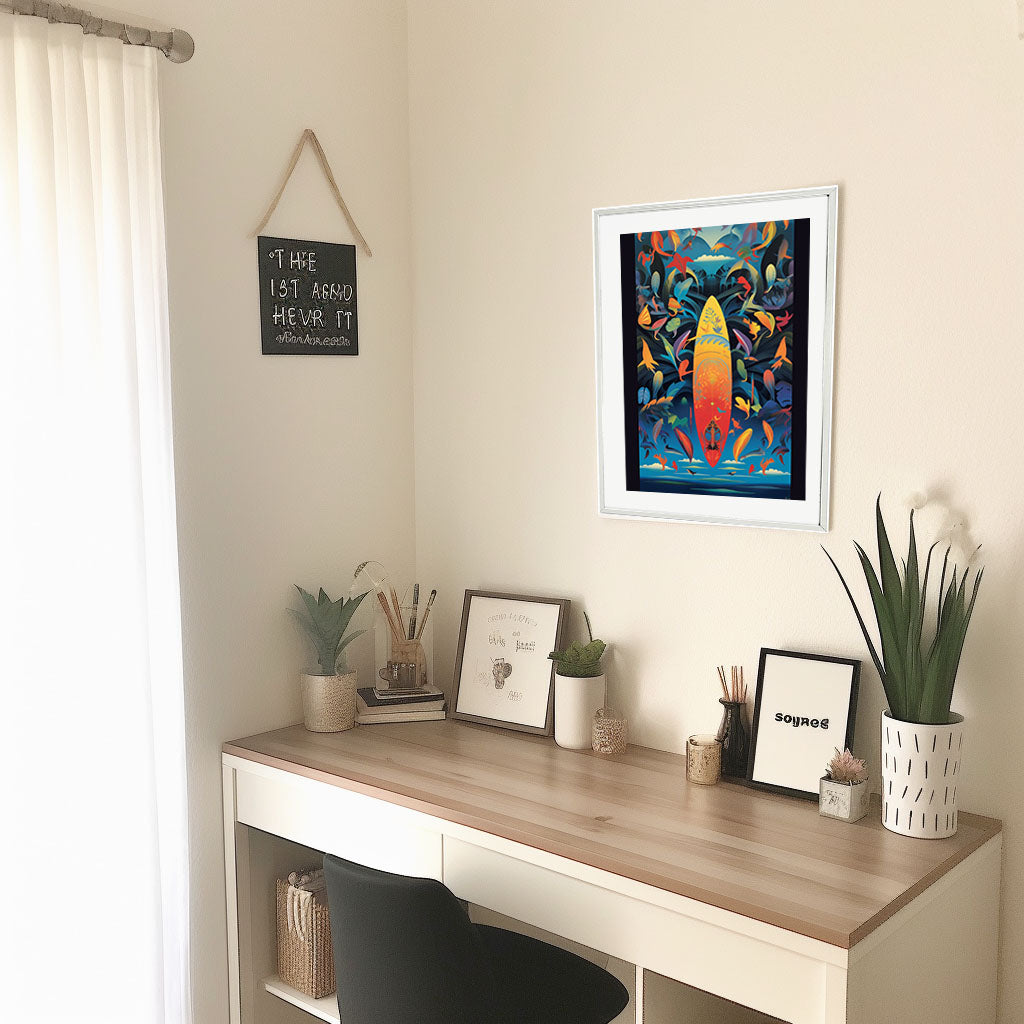 サーフィンのアートポスター机配置イメージ