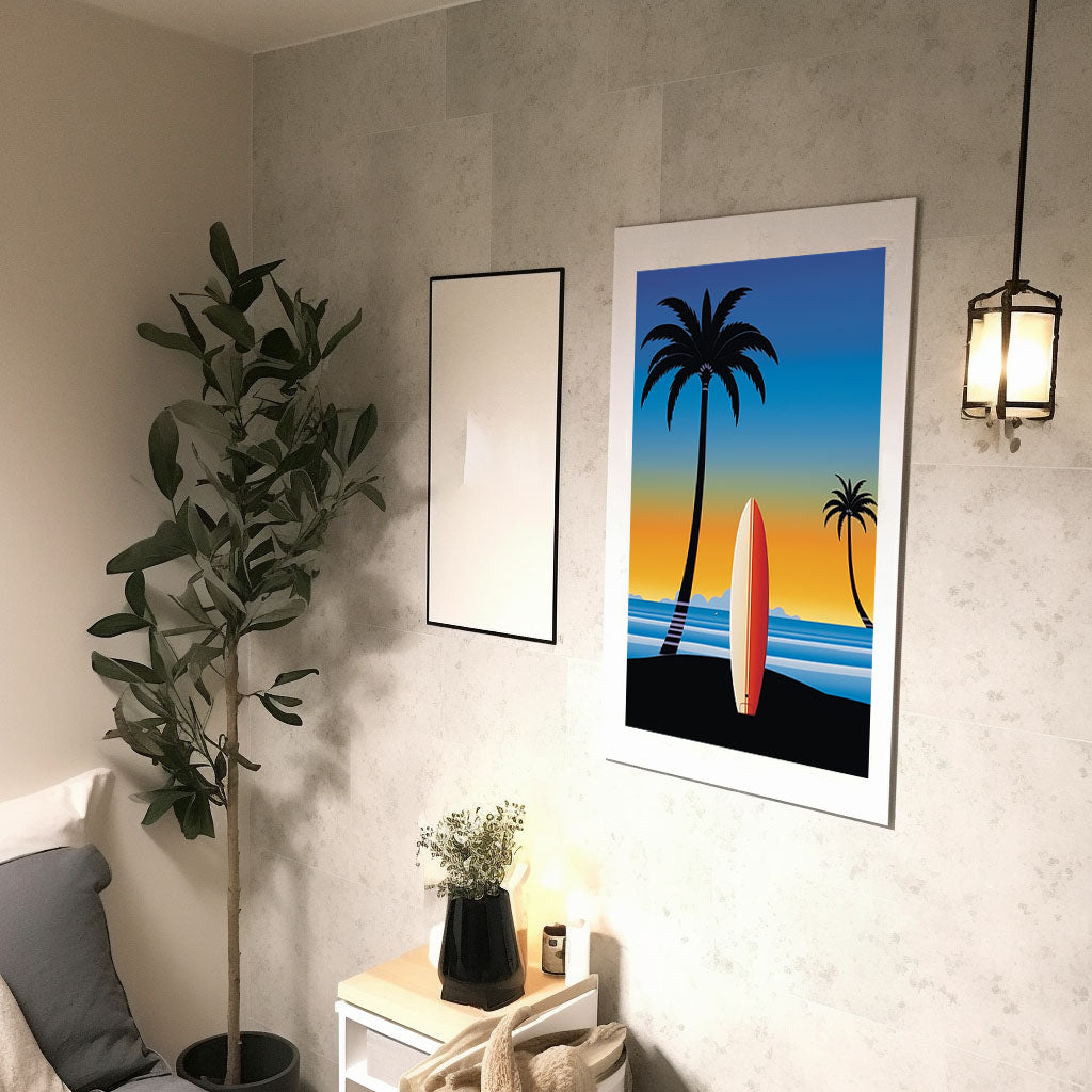 サーフィンのアートポスター廊下配置イメージ