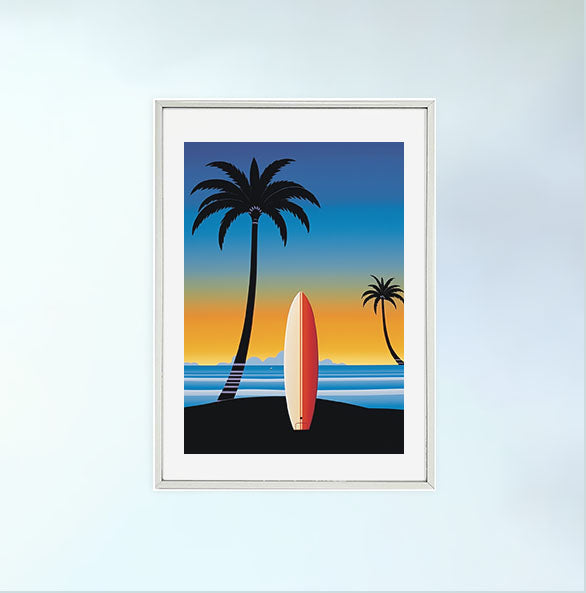 サーフィンのアートポスター銀フレームあり