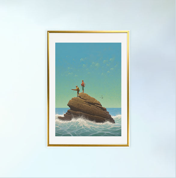 サーフィンのアートポスター金フレームあり
