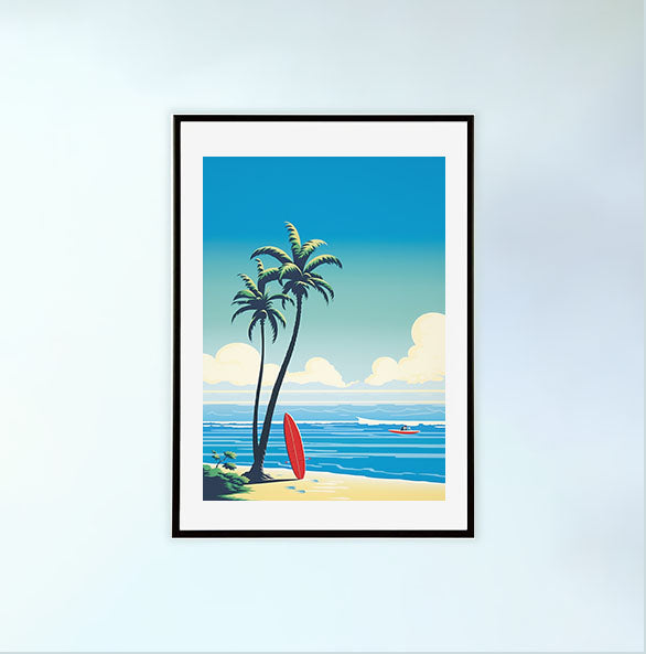 サーフィンのアートポスター黒フレームあり