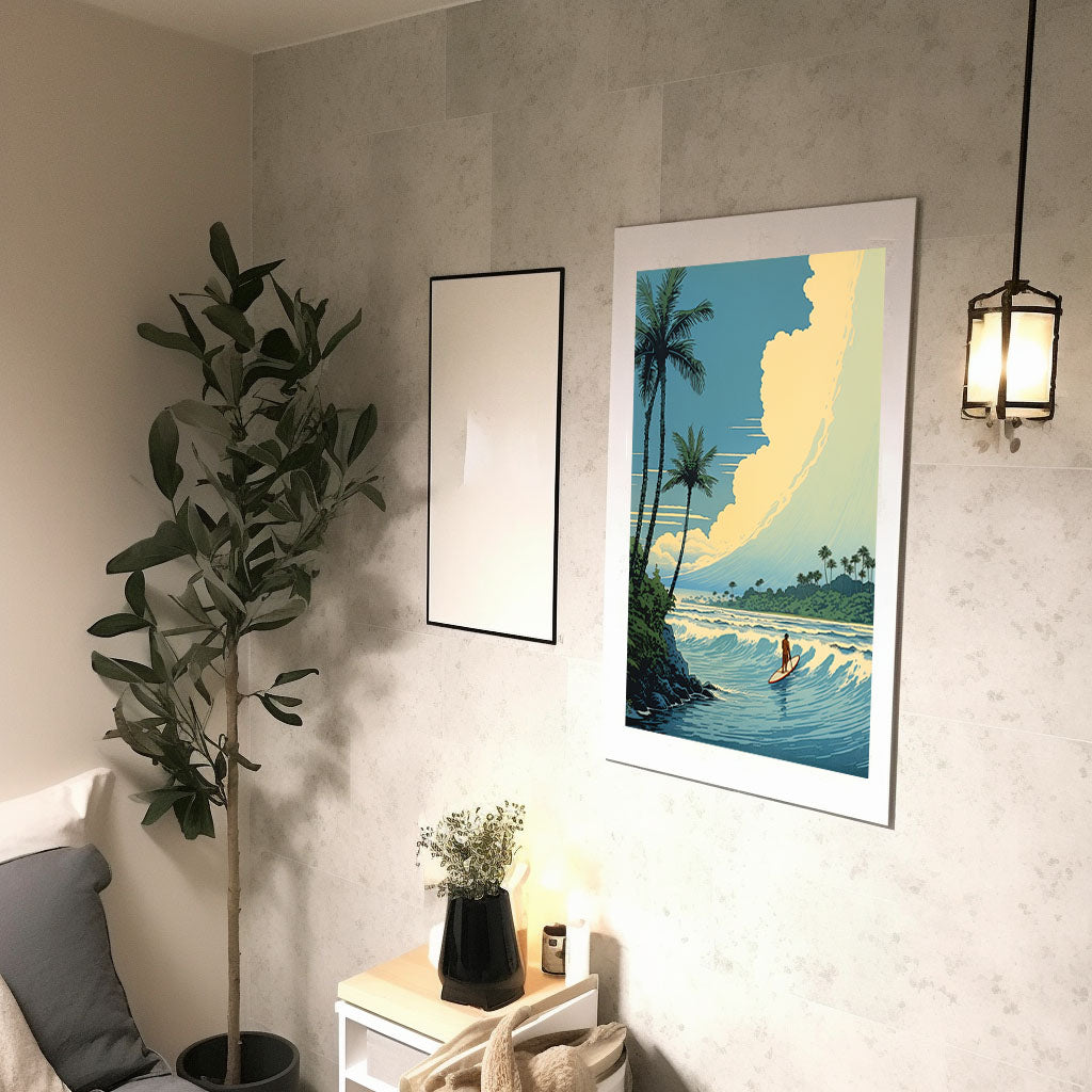 サーフィンのアートポスター廊下配置イメージ
