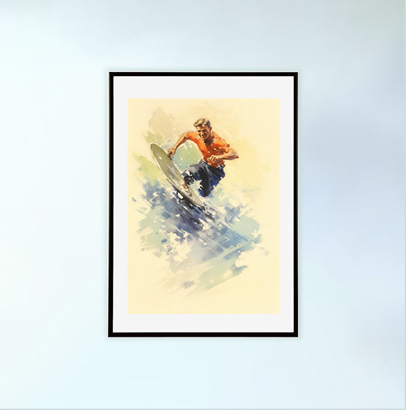 サーフィンのアートポスター黒フレームあり