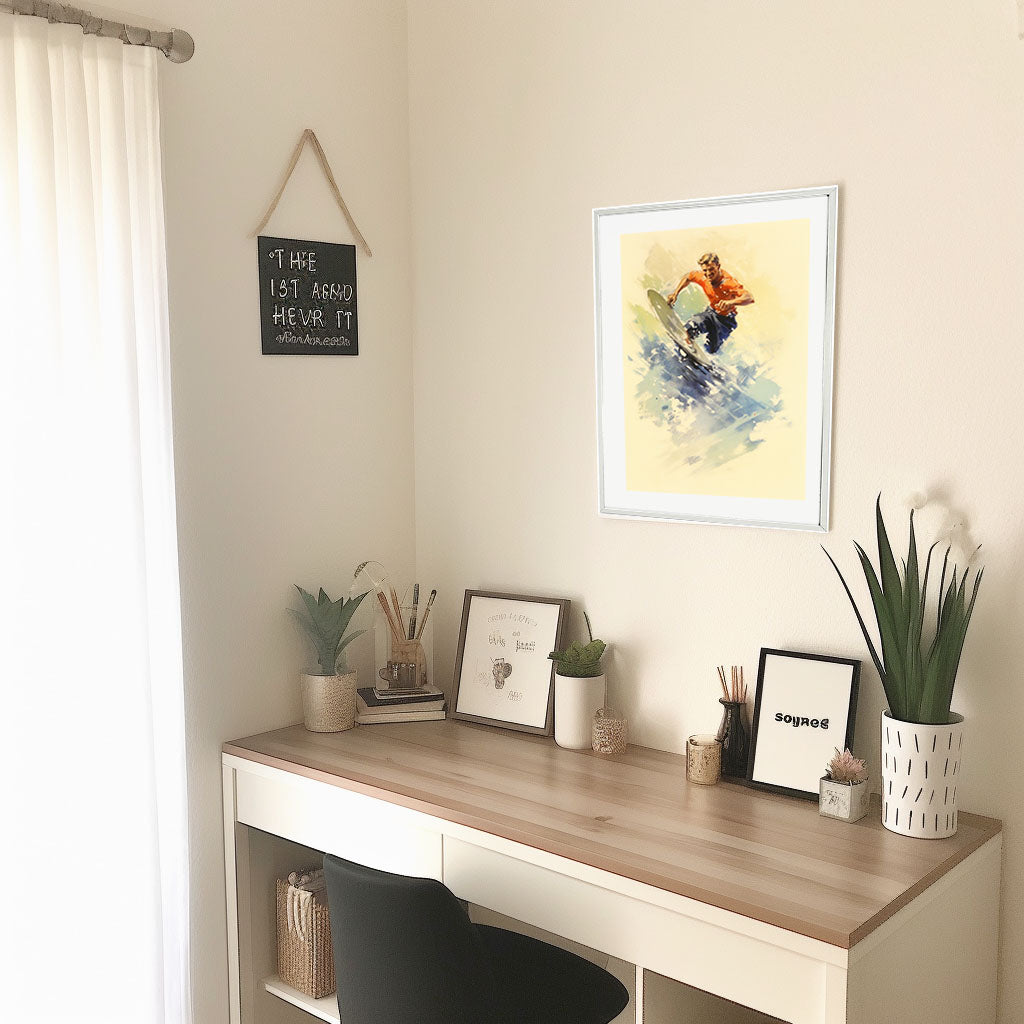 サーフィンのアートポスター机配置イメージ