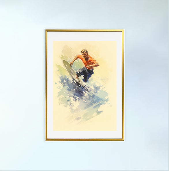 サーフィンのアートポスター金フレームあり