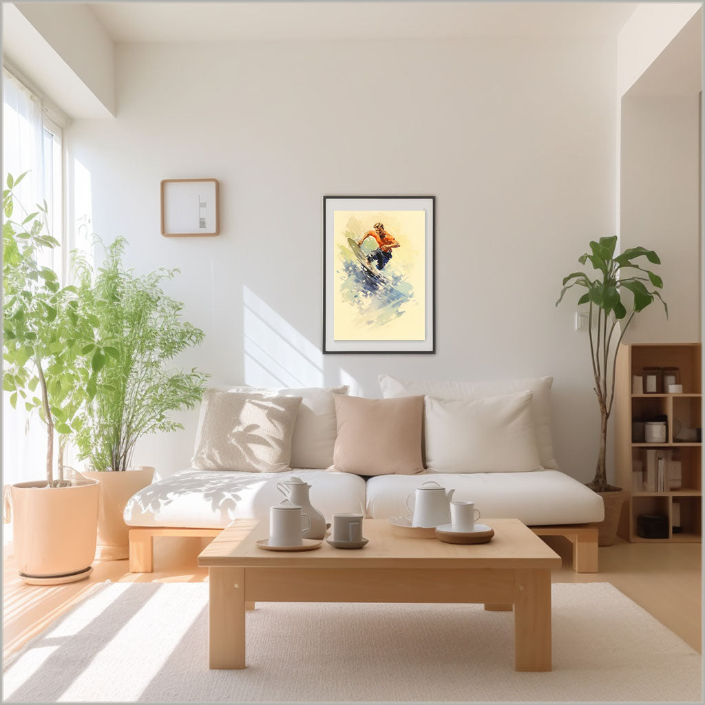 サーフィンのアートポスターリビング配置イメージ