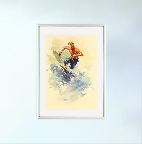 サーフィンのアートポスター銀フレームあり