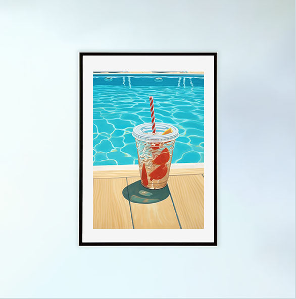 浮き輪のアートポスター黒フレームあり