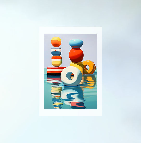 浮き輪のアートポスター原画のみ設置イメージ