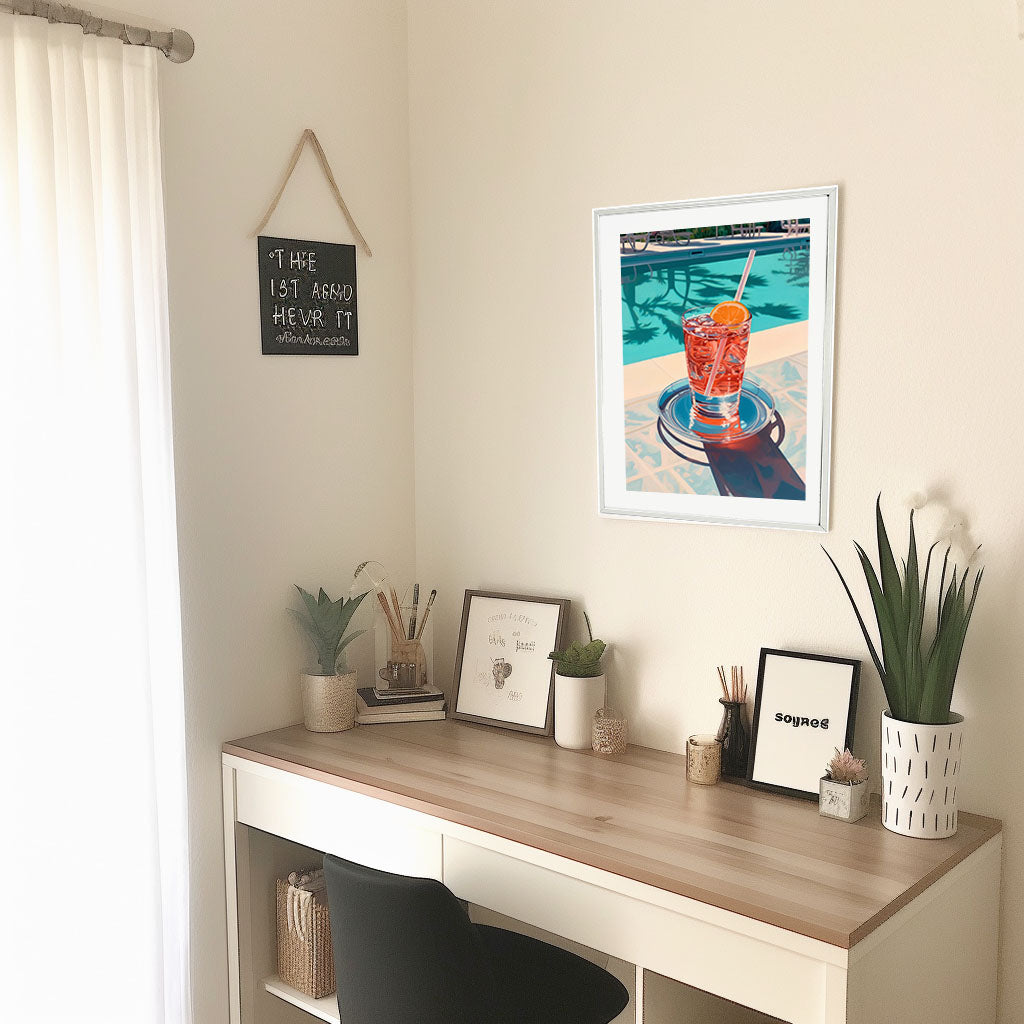 浮き輪のアートポスター机配置イメージ