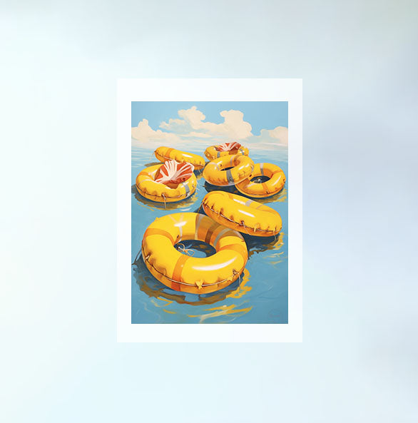 浮き輪のアートポスター原画のみ設置イメージ