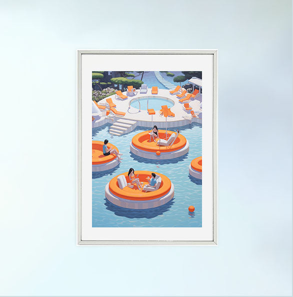 浮き輪のアートポスター銀フレームあり