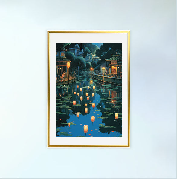 浮き輪のアートポスター金フレームあり