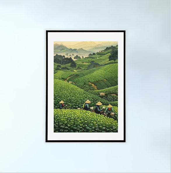 お茶のアートポスター黒フレームあり