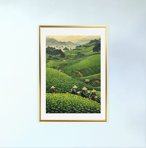 お茶のアートポスター金フレームあり