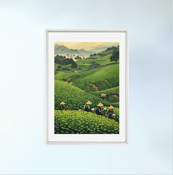 お茶のアートポスター銀フレームあり