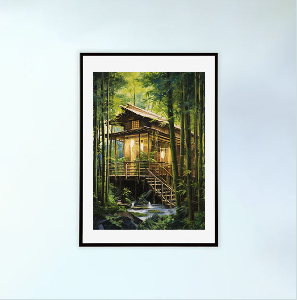 お茶のアートポスター黒フレームあり