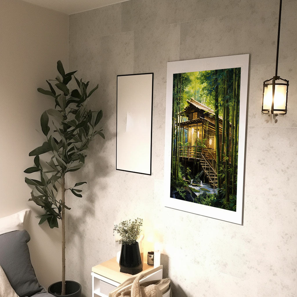 お茶のアートポスター廊下配置イメージ