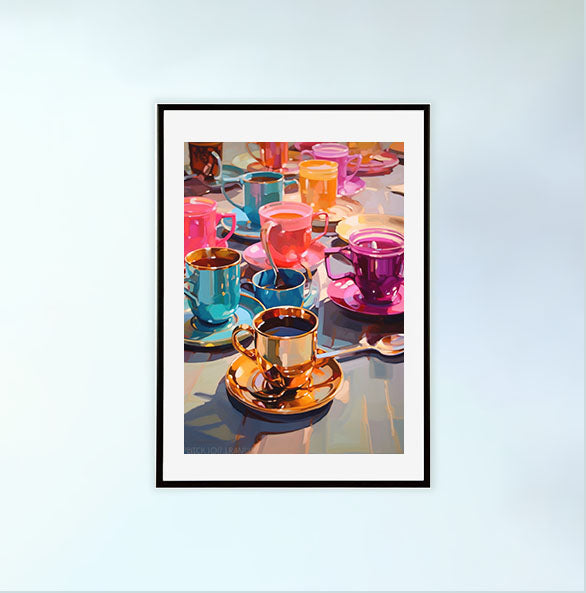 お茶のアートポスター黒フレームあり