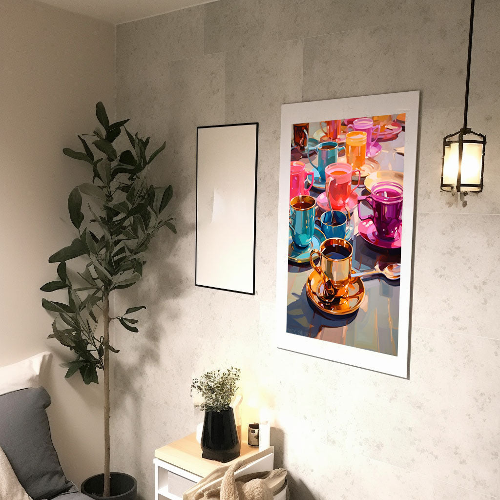 お茶のアートポスター廊下配置イメージ