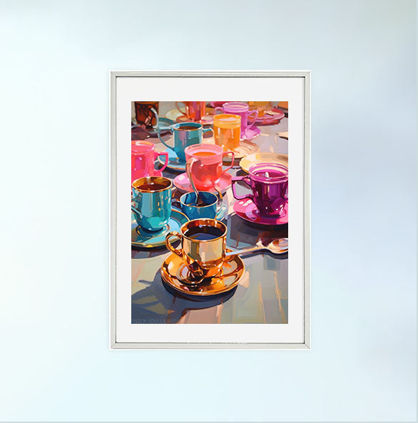 お茶のアートポスター銀フレームあり