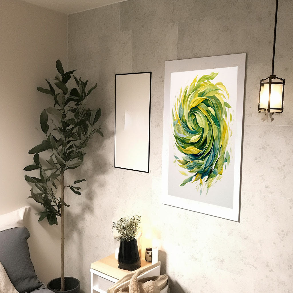 お茶のアートポスター廊下配置イメージ