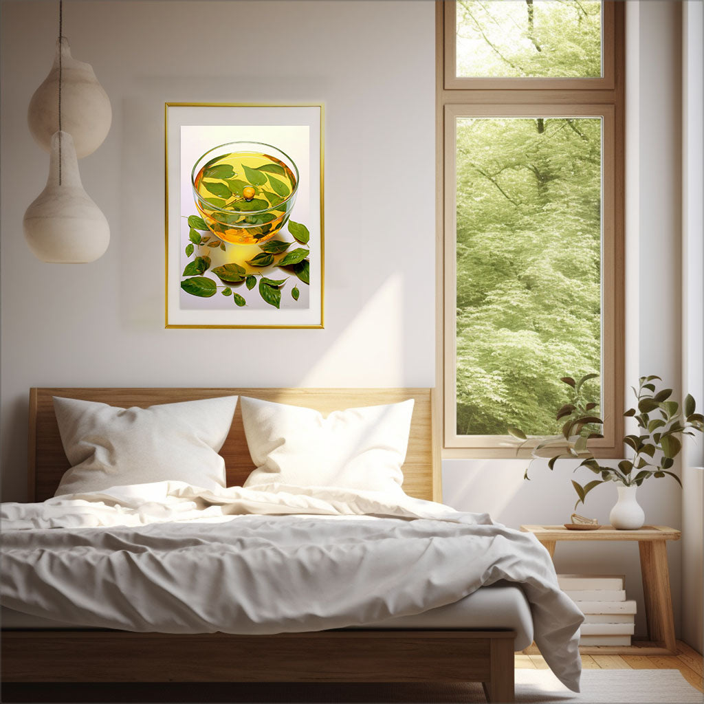 お茶のアートポスター寝室配置イメージ