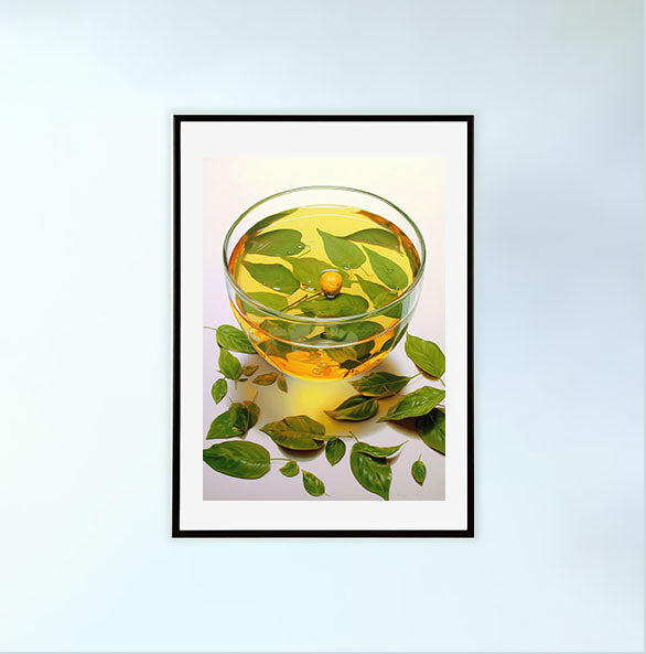 お茶のアートポスター黒フレームあり
